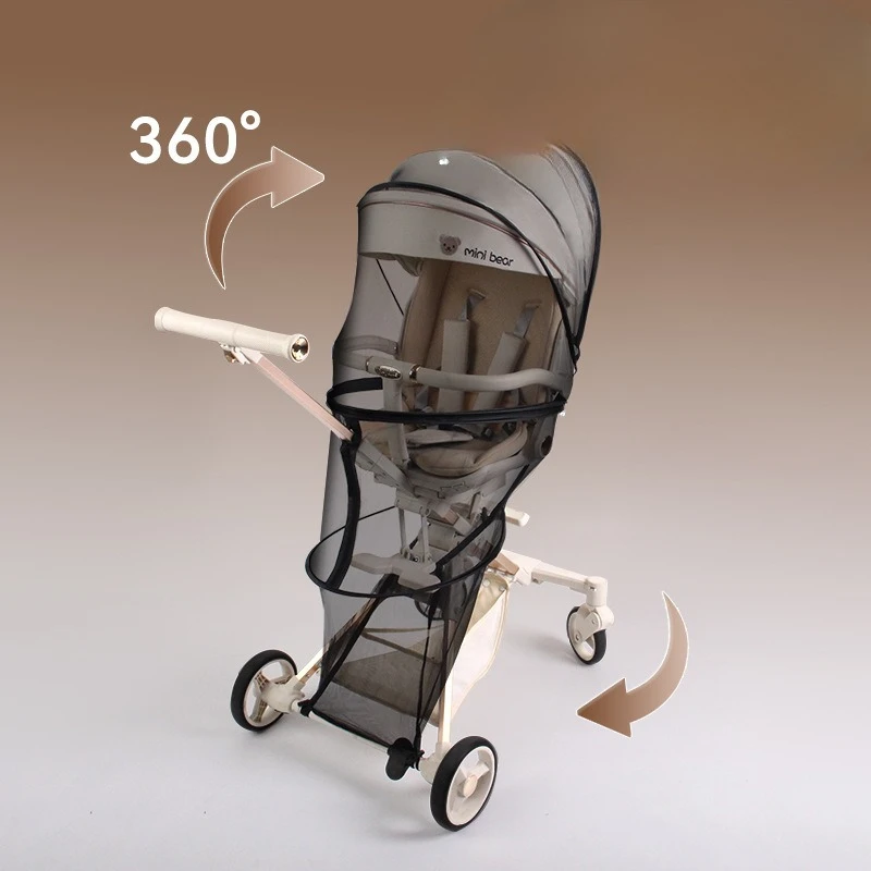 Universelles Moskitonetz für Kinderwagen mit Reißverschluss, vollständige Abdeckung, winddicht, faltbar, Kinderwagen-Zubehör, Insektennetz Image