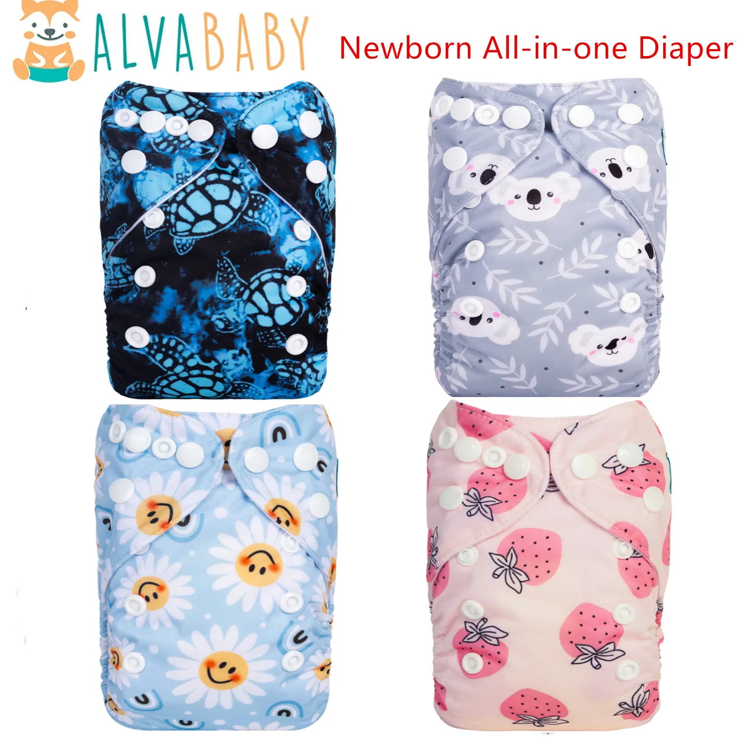 U Pick ALVABABY All-in-One-Stoffwindel für Neugeborene mit Tasche, aufgenähter 4-lagiger Bambuseinsatz Image