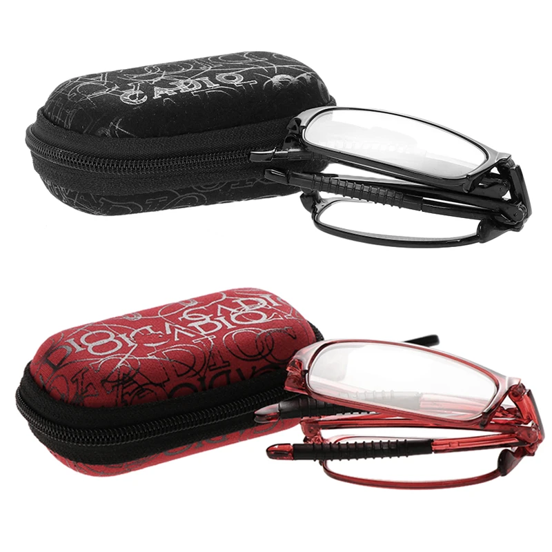 Klappbare Lesebrille mit Etui für Herren und Damen, tragbar, leicht, Presbyopie, Hyperopie-Brille, modische Lesebrille + 1,0 + 4,0 Image