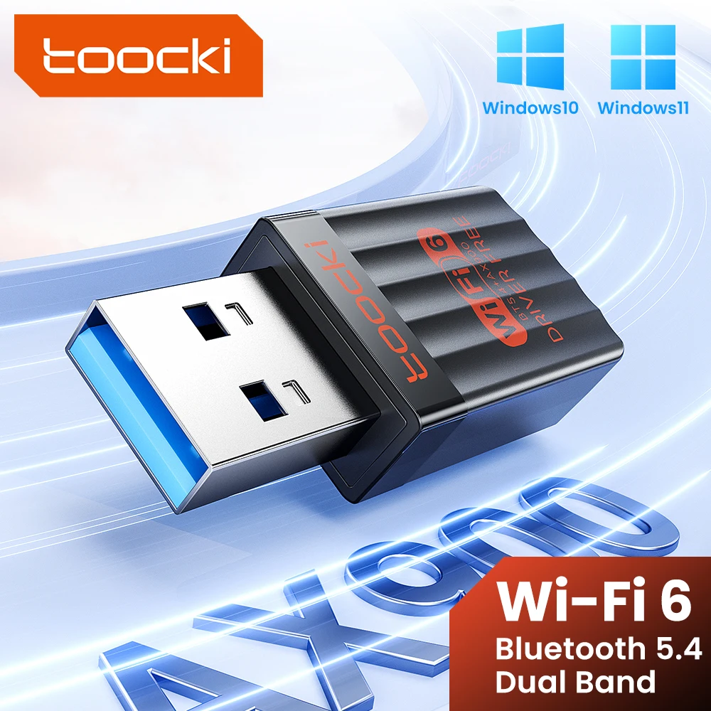Toocki 900 Mbit/s USB WiFi 6 Adapter 2,4 G/5 G Dual Band Bluetooth 5,4 WiFi Karte Laufwerk Kostenloser Wireless Net Externer Empfänger für Laptop Image