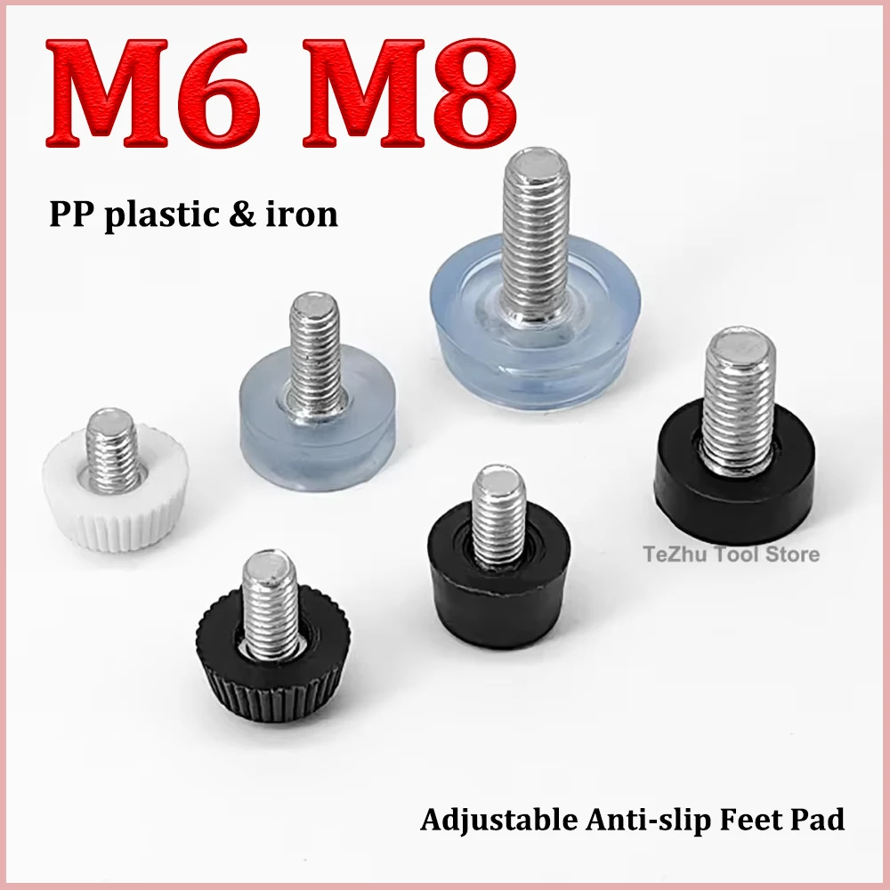 M6 M8 Nivellierfuß zum Anschrauben, PP-Kunststoff, für Möbel, Tisch, Stuhl, Sofa, Bein, rutschfeste Füße, verstellbare Nivellierungsbasis, Bolzenpolster Image