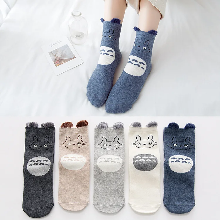 5-Paar-Lot-Packung Damensocken Die neuen Ankunft Stereo-Ohr-Cartoon-Tiere glücklich lustige süße Baumwollsocken Socken mit Federgarn Image