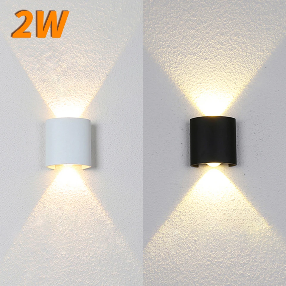 2W LED Wandleuchte im Freien wasserdichte Gartenbeleuchtung Innen Schlafzimmer Wohnzimmer Treppe Wandleuchte