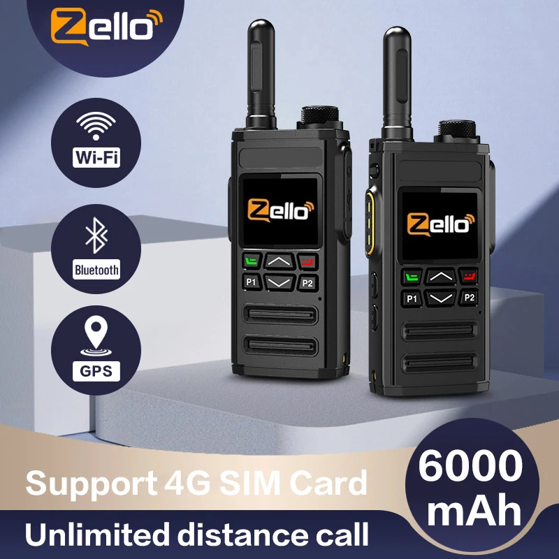 Android 8.1 | Zello 4G POC-Radio – SIM/WiFi und Bluetooth, 100 Mi-Bereich, professionelles Walkie-Talkie Image