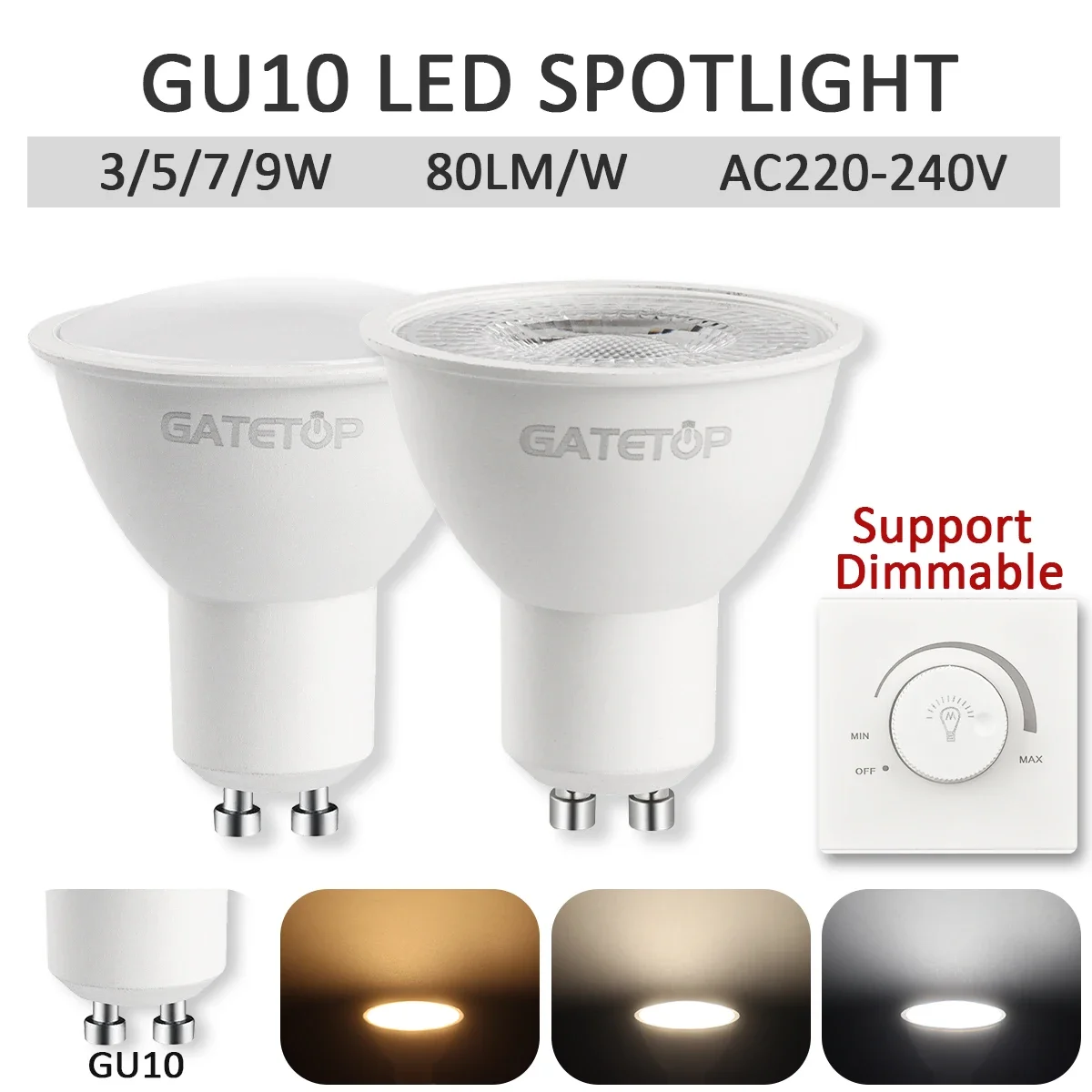 1–10 Stück Energy Spot GU10-Sockel-LED-Glühbirne, dimmbar, 4000 K, 6000 K, 220 V, 240 V, 50 W, Halogen-Ersatz für Landschaftsschienenbeleuchtung