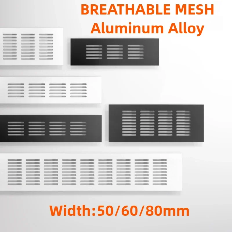 1 Stück Aluminiumlegierung Lüftungsgitter für Schränke, Breite 50/60/80mm, Dekorative Abdeckung für Kleiderschrank, Schuhregal, Netzgitter-Abdeckung, Hardware Image