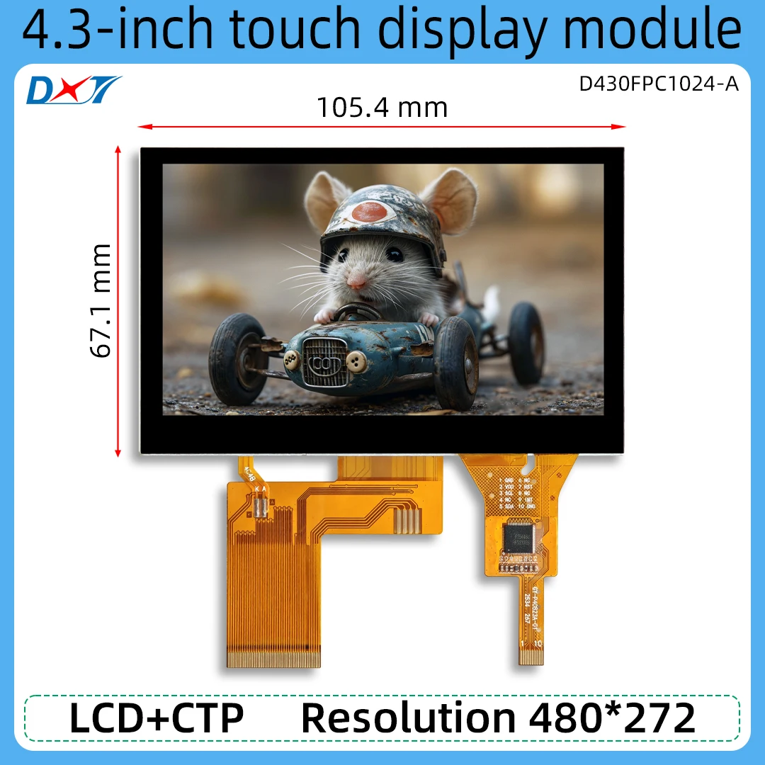 4,3-Zoll-Touch-Display-Modul, kapazitive Touch-CTP-Auflösung, 480 x 272 RGB, 24-Bit-LCD-Display Image