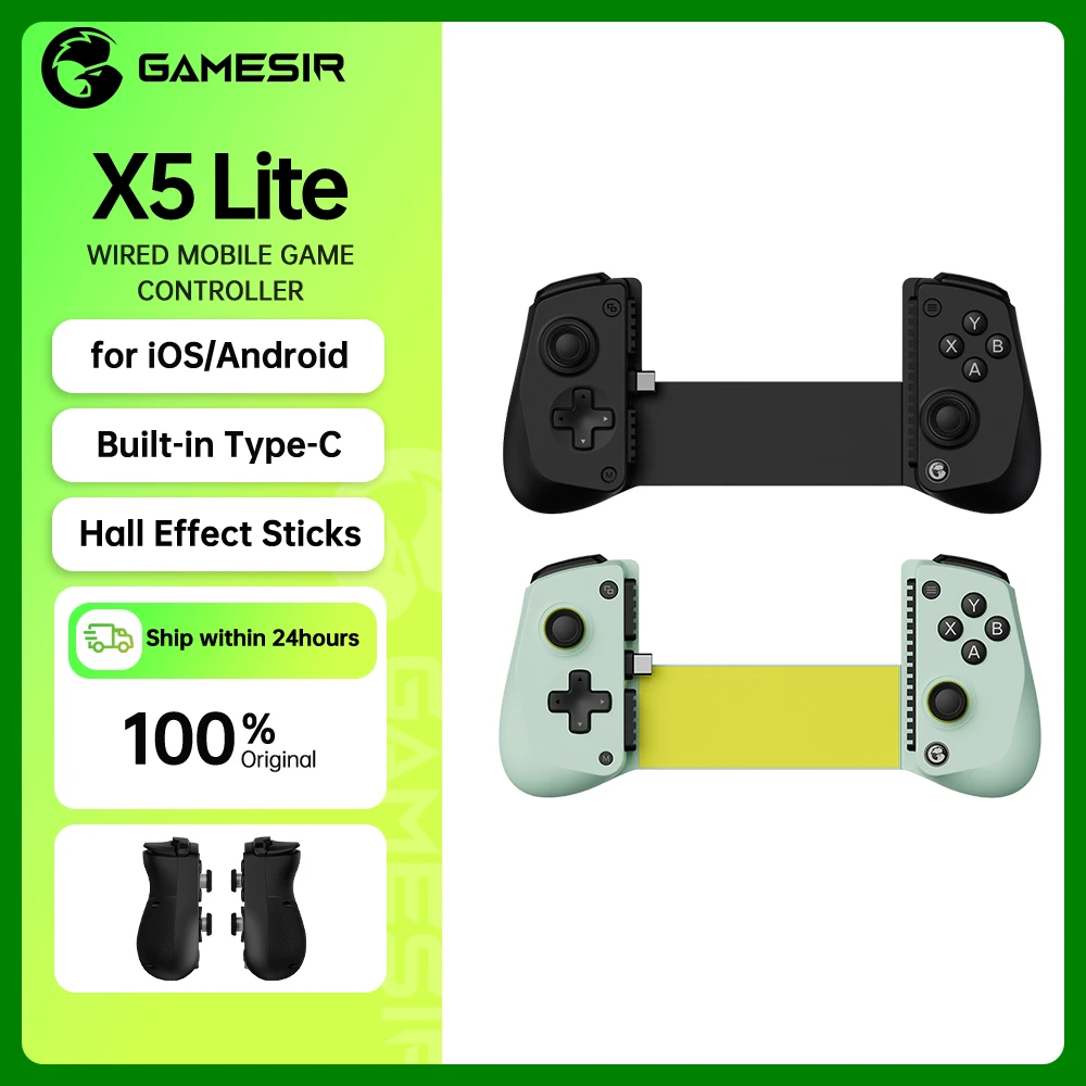 GameSir X5 Lite Typ-C Android iOS Mobiler Gaming-Controller, Mando für Mobilgeräte, Gamepad mit Beweglichem Typ-C-Anschluss, Austauschbare Silikonauflage Image