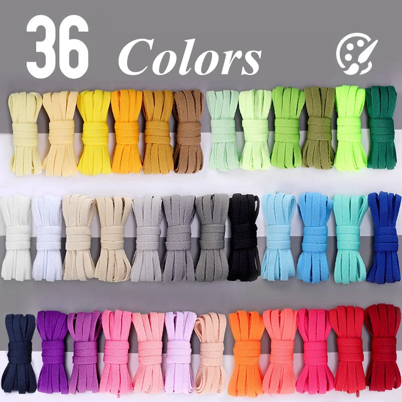 Flache AF1 Turnschuhe Schnürsenkel Leinwand Basketball Schnürsenkel Schwarz Weiß Farbe Klassische Schuhe schnürsenkel 36 farben Schuh Spitze Zubehör Neue