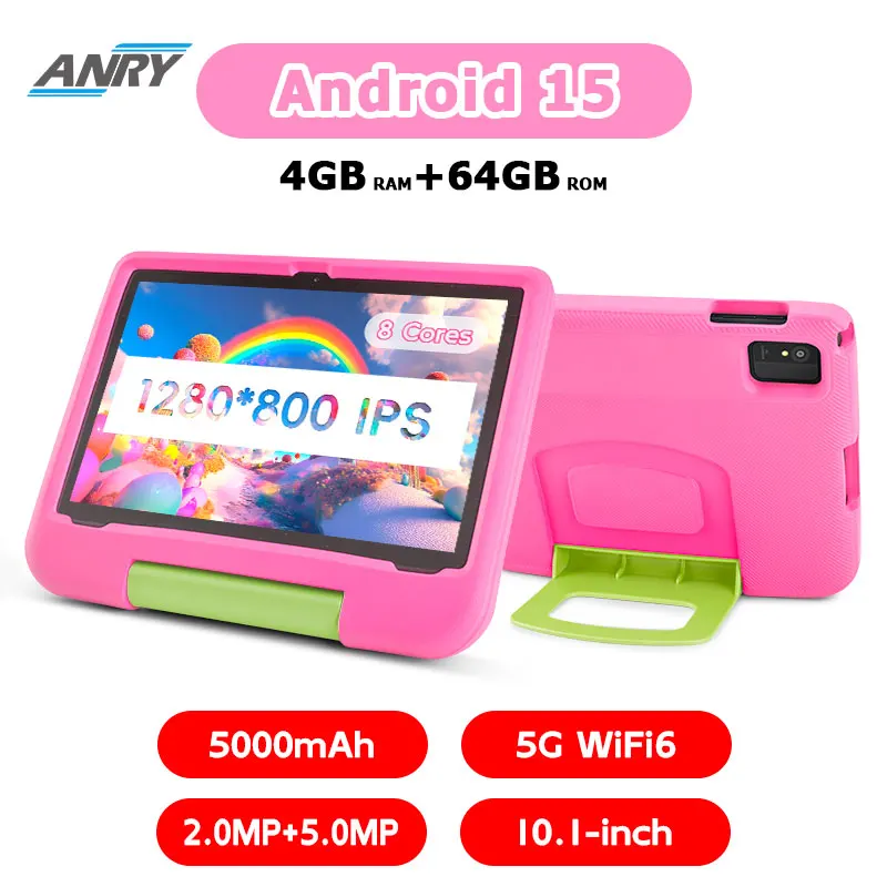 Paitanry Kinder-Tablet Android 15 10,1 Zoll CPU A523 2,0GHz Octa-Core 4GB RAM 64GB ROM 5000mAh Dual-Kamera Tablet Kindergeschenke Image