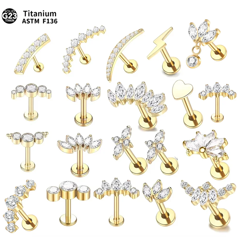 1 STÜCK Implantatqualität Titan Zirkon Ohrstecker Innengewinde Stern Labret Piercing Lip Monroe Helix Tragus Piercing Schmuck Image