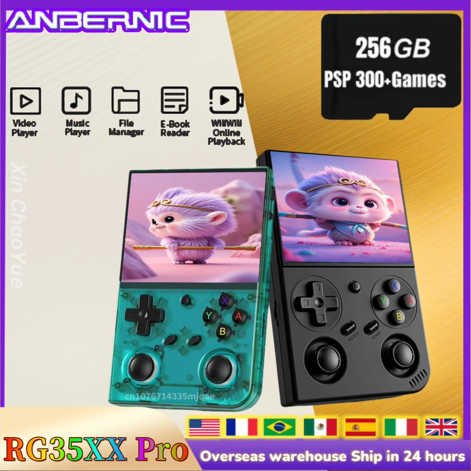 Anbernic RG35XX PRO RG 35XXPRO Retro-Handheld-Spielekonsole Retro-Video-Gaming-Player Linux 64-Bit 3,5 IPS-Bildschirm 3200 mAh 256 G PSP Image