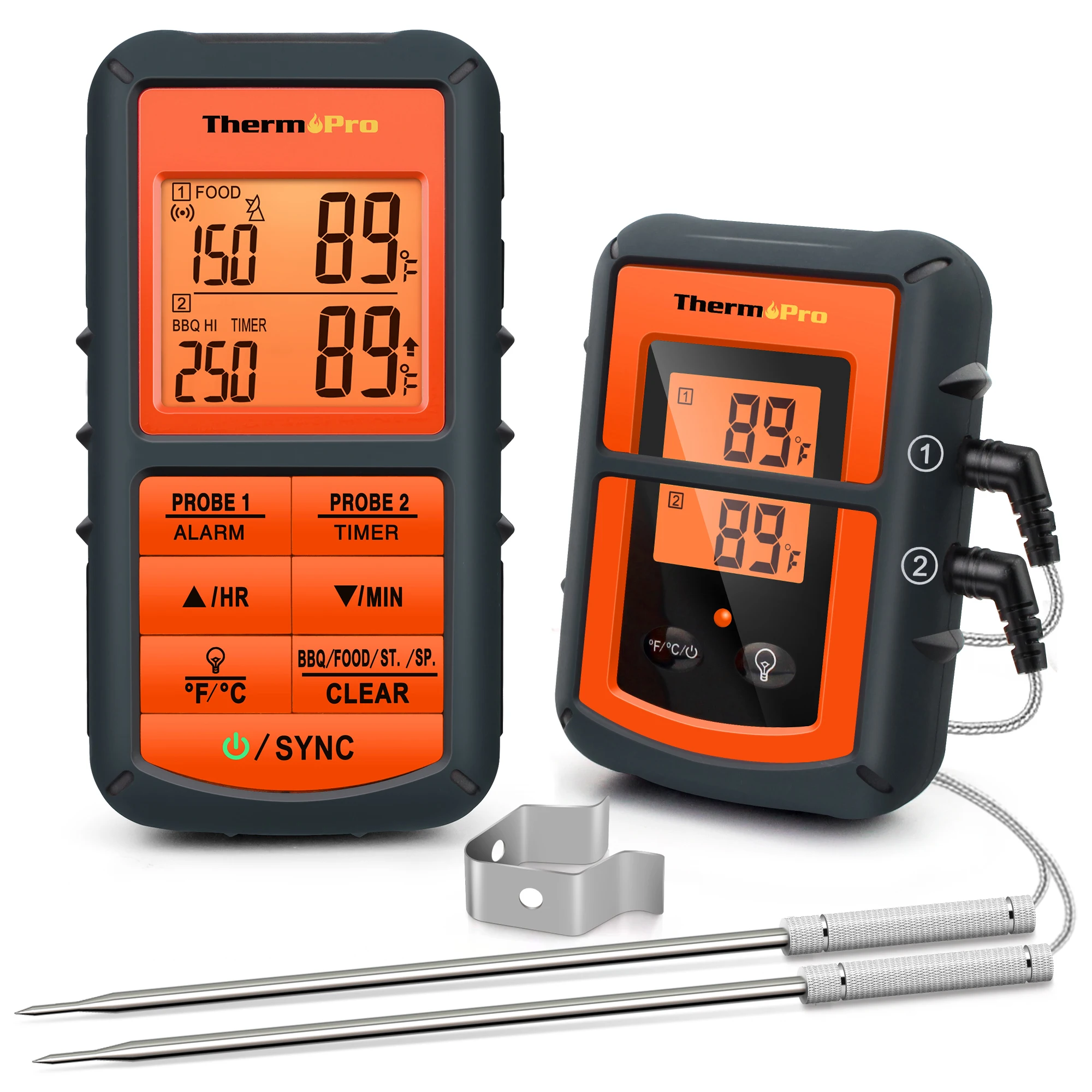 ThermoPro TP08C Dual Probe Hintergrundbeleuchtung 150M Wireless BBQ Grill Lebensmittel Fleisch Thermometer für Küche Kochen Image