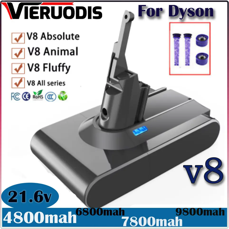 Für Dyson V8 Absolute Akku-Staubsauger Handstaubsauger 4800 mAh-12800 mAh 21,6 V - V8 Lithium-Ionen-Akku Image