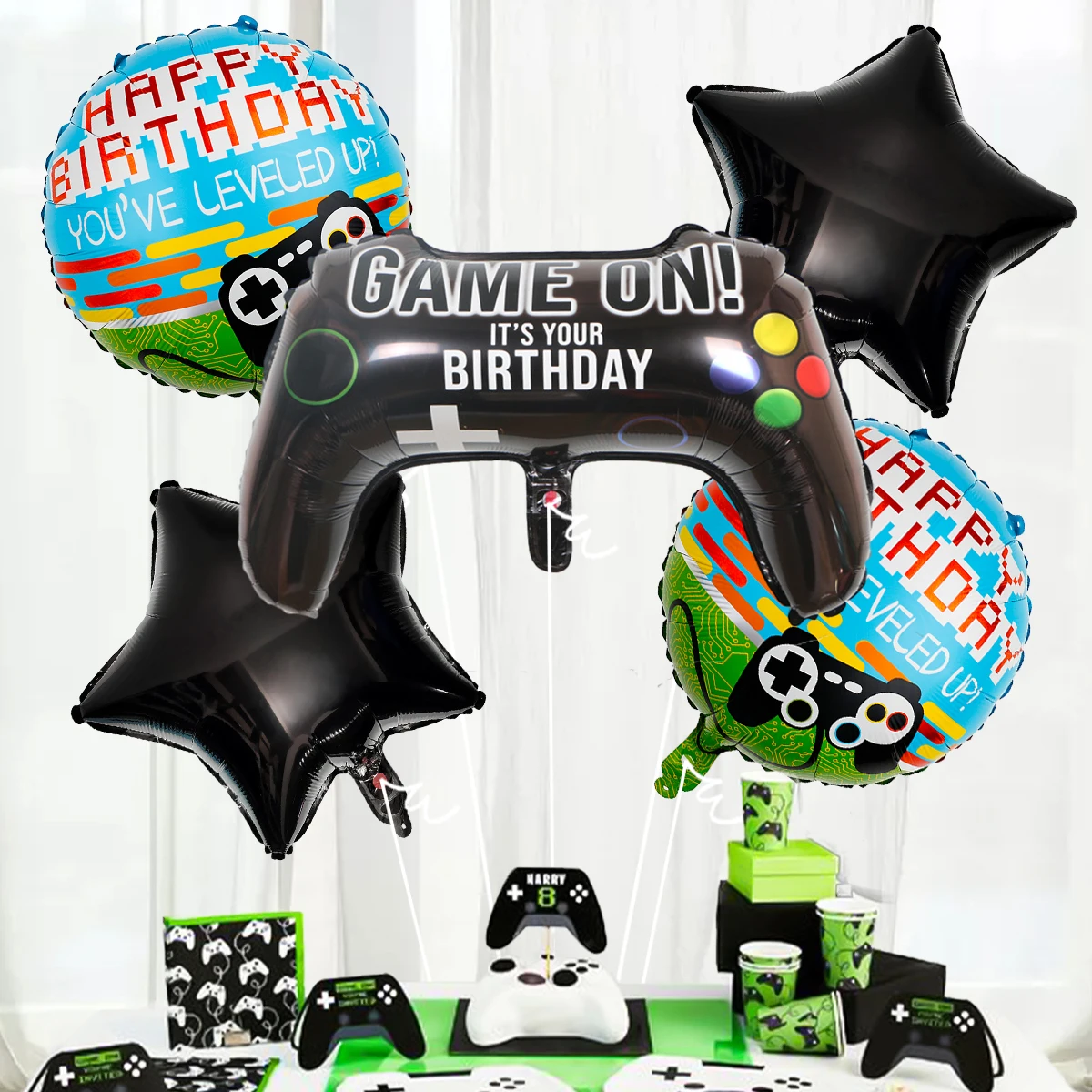 5 Stück Game-Controller-Aluminiumfolienballons, Game-Griffballon, geeignet für Gamer-Party-Dekoration, Game-Thema-Geburtstagsfeier Image
