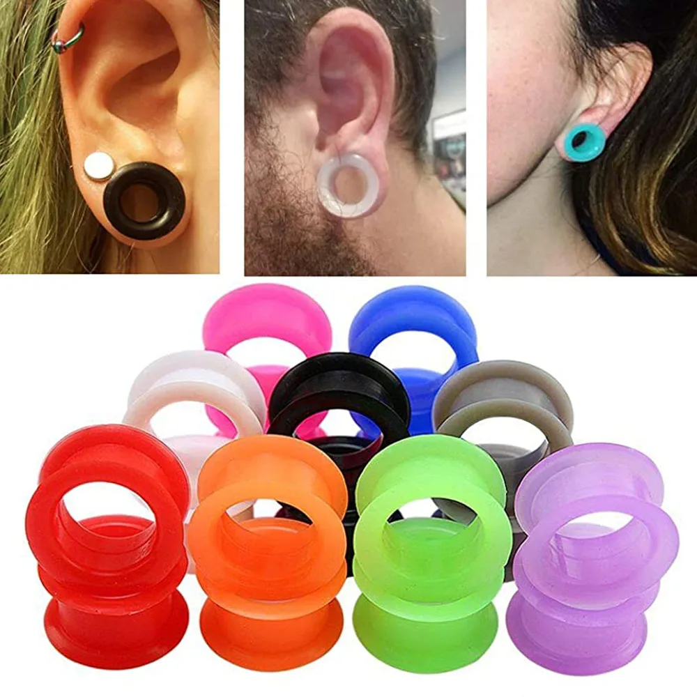 1 paar 3-48mm Silikon Ohr Stecker Und Tunnel Piercing Expander Piercing Tunnel Ohr Tunnel Bahren Stecker oreille ohr Messgeräte Image