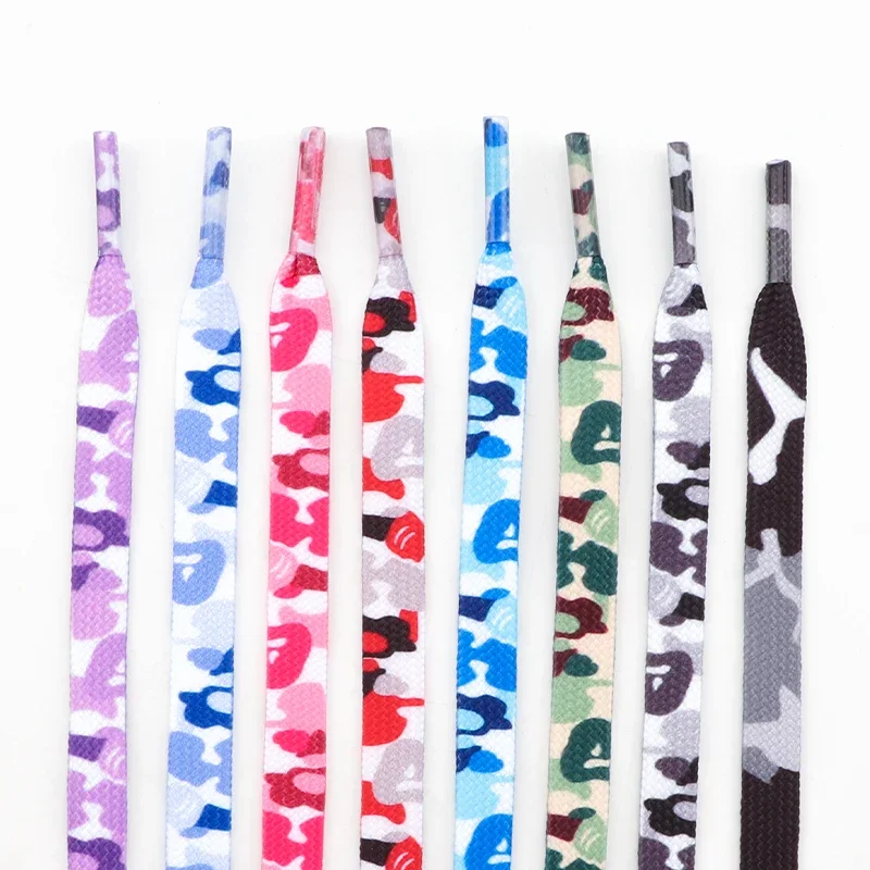 Bunte Schnürsenkel, Camouflage-Druck, flache Schnürsenkel für Turnschuhe, AJ1 und AF1, Stiefel für Herren und Damen, Freizeit-Schnürsenkel-Zubehör Image