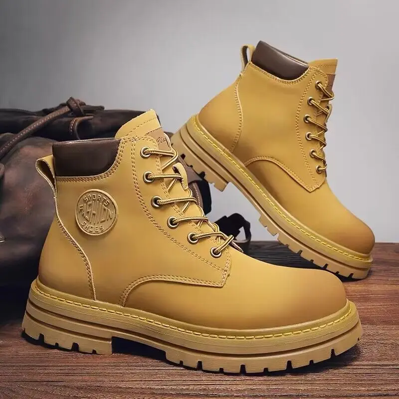 Retro Männer Stiefel Luxus Leder Männer Motorrad Stiefeletten Komfort High Top Casual Schuhe Mode Plus Größe Männer Stiefeletten 39-48