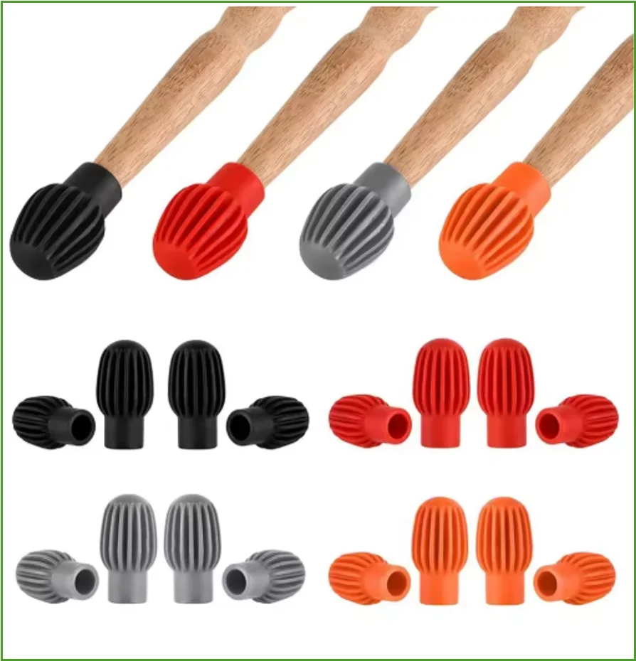 2 Stück/4 Stück Drum Mute Silikonhüllen – schweißgedrehte Klangschalldämpfer, Übungstipps, Drumstick-Kopf-Gummihülsen für leises Trommeln Image