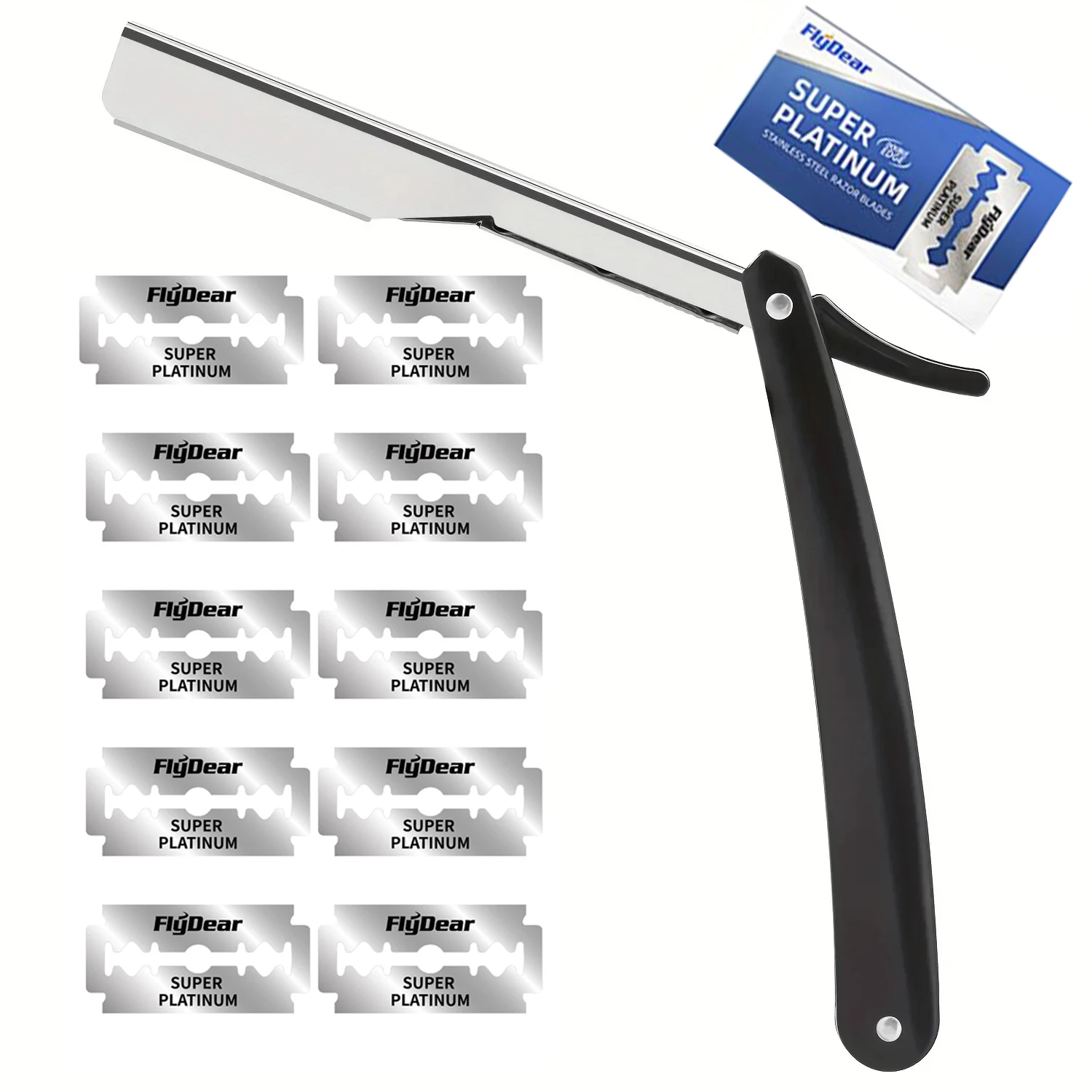 Manueller Rasierer für Männer, Barbershop-Rasierer, Edelstahlschaft ist einfach zu verwenden, Sicherheitsrasierer, 1 Rasiermesser mit Klingen Image