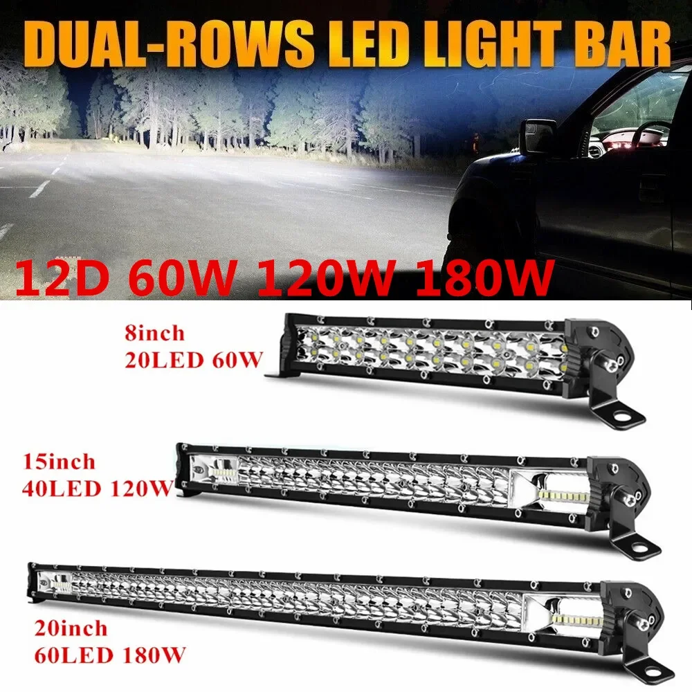 12D LED-Lichtleiste/Arbeitsscheinwerfer 60W 120W 180W 240W Superflache LED-Leiste für Traktor 4X4 Offroad 4WD ATV LKW LED-Arbeitsscheinwerfer 12V 24V