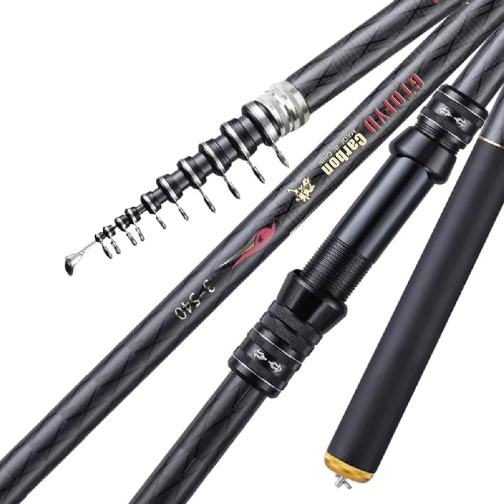 2,7 M 3,6 M 4,5 M 5,4 M 6,3 M 7,2 M Carbon Teleskop Rock Angelrute Ultra Licht Stange locken Karpfen Reise Ozean Spinning Angelrute Image