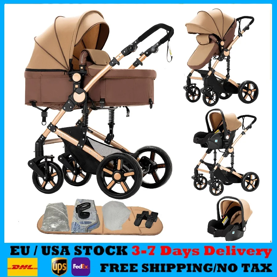 3-in-1-Kinderwagen, leichter Kinderwagen für Neugeborene, Babyartikel, Kinderwagen, Kinderwagen, Babyautositz, Kinderwagen mit Regenschutz