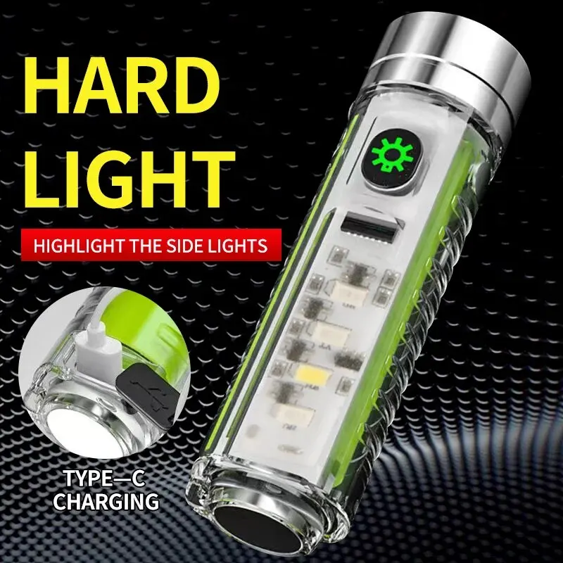 USB C wiederaufladbare LED-Taschenlampe, LED-Mini-Schlüsselanhänger-Licht mit Schwanzmagnet, UV-Licht, multifunktionale tragbare Taschenlampe, Camping-Lichter Image