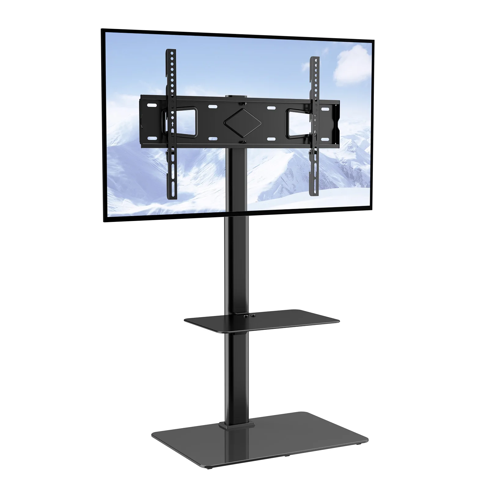 SucceBuy TV-Ständer, drehbar, hoher TV-Ständer für 32–65/70 Zoll große Fernseher, höhenverstellbar, tragbarer Boden-TV-Ständer, max. VESA 600 x 800 mm Image