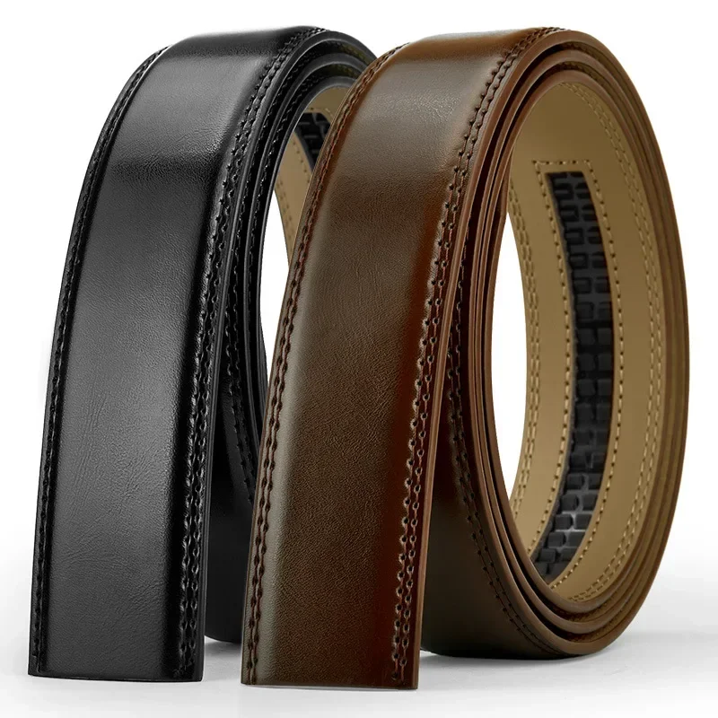 Gürtel ohne Schnalle aus echtem Leder für Herren – 3,5 cm Breite, Größen 115–145 cm, Schwarz/Braun (Cinturones Para Mujer)