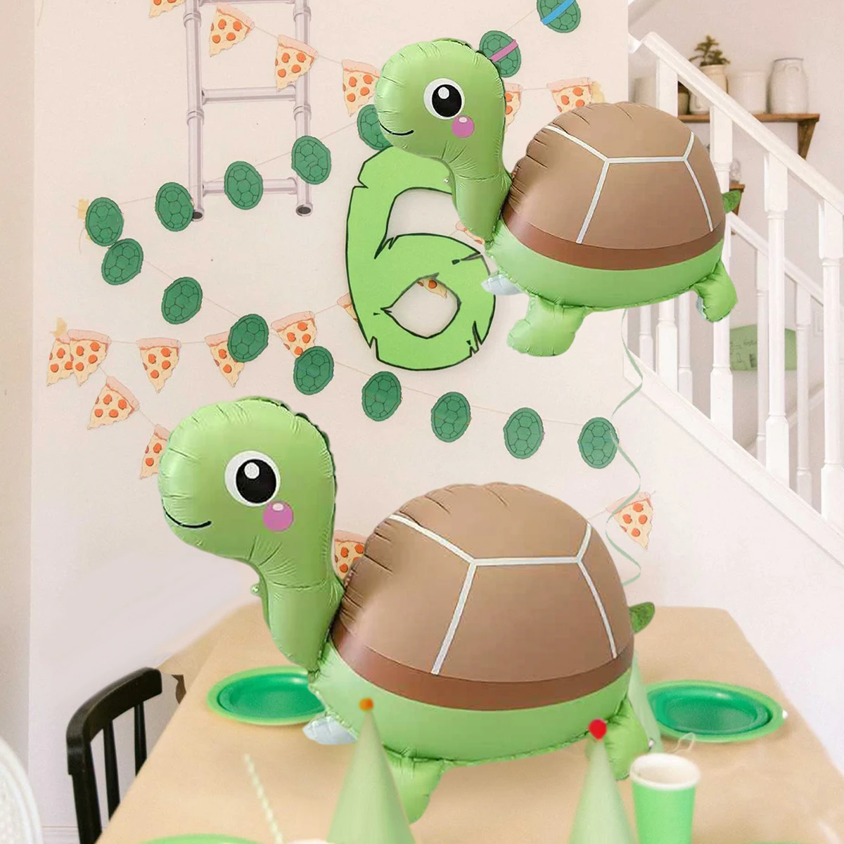 1 Stück stehender süßer Schildkrötenballon, enthält tierförmige PE-Ballons, geeignet für Geburtstagsfeiern, Tierthema-Partys Image