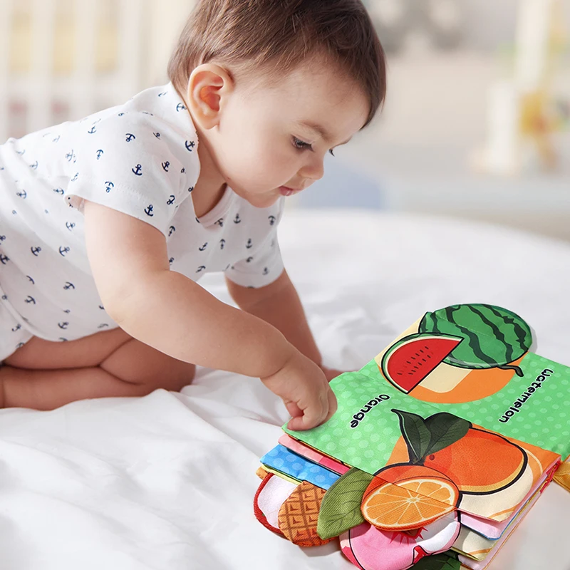 Baby-Stoffbuch, 6 Seiten, 0–3 Jahre alt, frühe Bildung, Eltern-Kind-Interaktion, Babyspielzeug für 0–3 Jahre alte Neugeborene, Geschenke