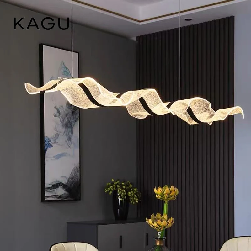 Nordic Kreative Led Kronleuchter Design Lange Welle Anhänger Lichter Restaurant Bar Lampe Esszimmer Wohnkultur Hängen Leuchte