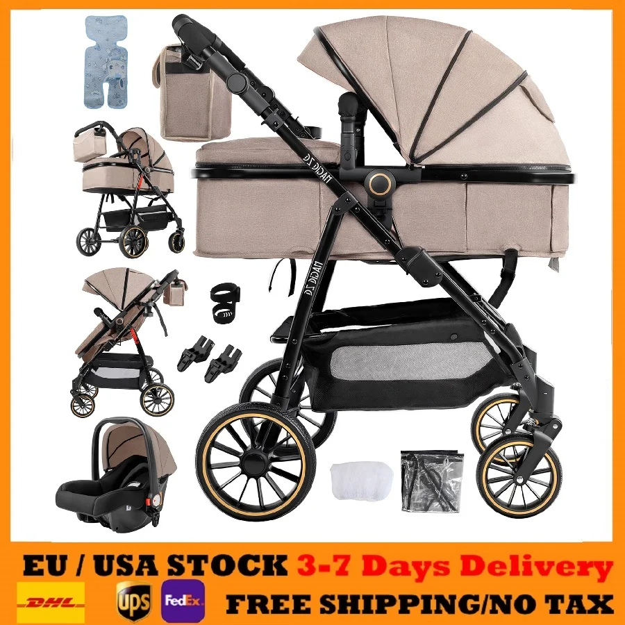 3-in-1-Kinderwagen, leichter Kinderwagen, Babyzubehör, tragbarer Kinderwagen, leichter Wagen, Reisesystem, verstellbarer Sitz Image
