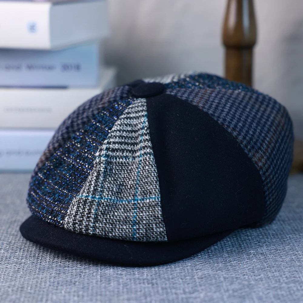 Frühling Herbst Winter Männer Klassische Spleißen Achteckige Hüte Retro Britischen Zeitungsjunge Mütze Gatsby Frau Männer Baskenmütze Caps 005 Image
