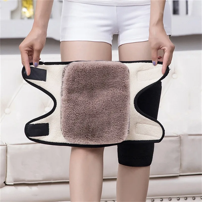 Winter Warme Knie Pads für Beinlinge Männer Alte Menschen Kalte Bein Arthritis Kneepad Knie Unterstützung Gefälschte Kaninchen Fell Knie Protector Image