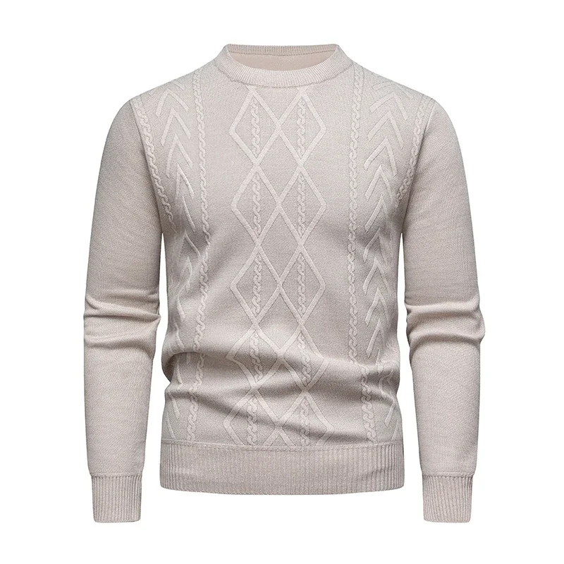 Lässiger Herrenpullover 2025, Rundhalsausschnitt, lange Ärmel, gestrickt, Rautenmuster, modisches, vielseitiges Oberteil Image