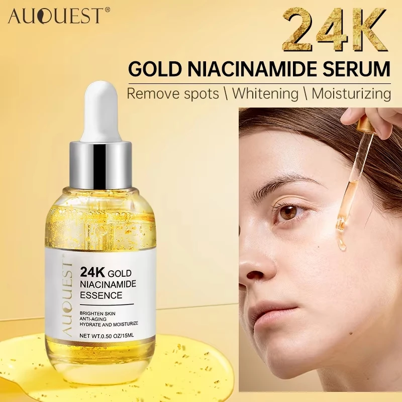 Niacinamid Gesichtsserum 24K Gold Hyaluronsäure Essenz Whitening Dark Spot Corrector Gesichtsserum Hautpflegeprodukte Image