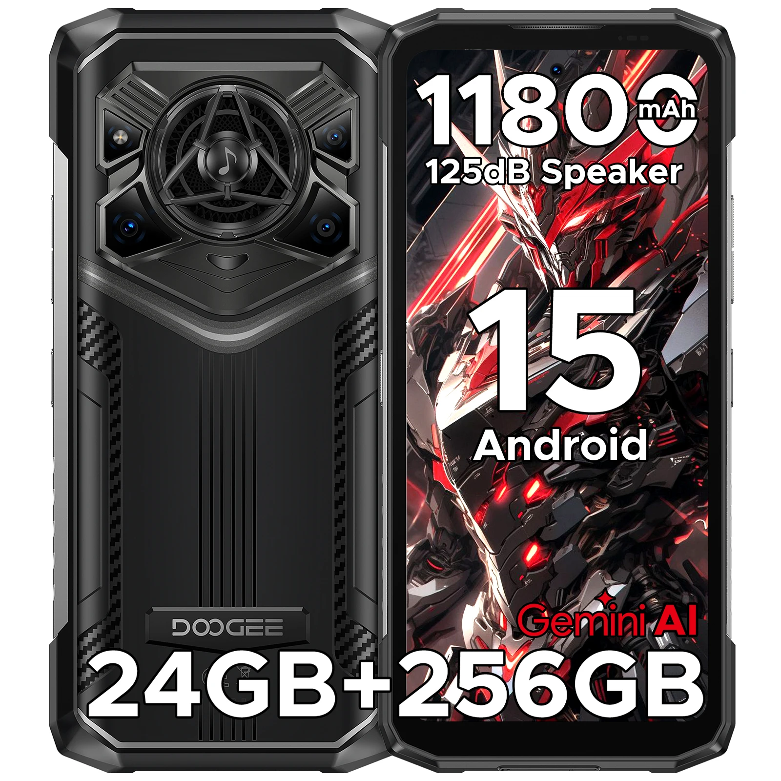 DOOGEE Blade20 Pro Robustes Telefon 125 dB Lautsprecher Gemini AI 11800 mAh Akku 6,6'' Display Android 15 Globale Version Smartphone NFC Image