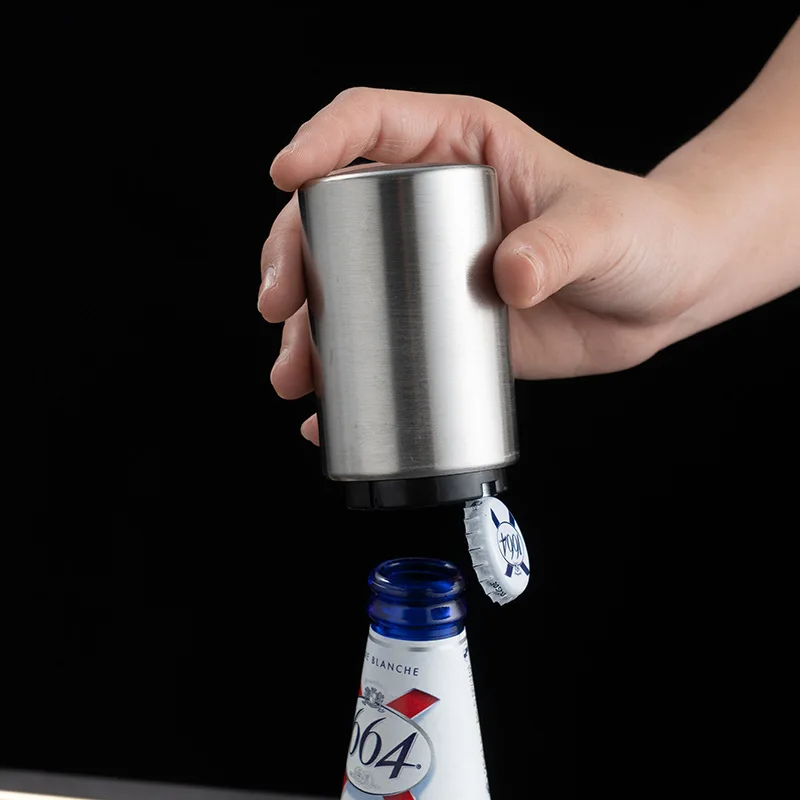Automatische Bier Flasche Opener Magnetische Edelstahl Push-Down-Öffner Soda Cap Opener Küche Bar Werkzeuge Gadgets Party Geschenk