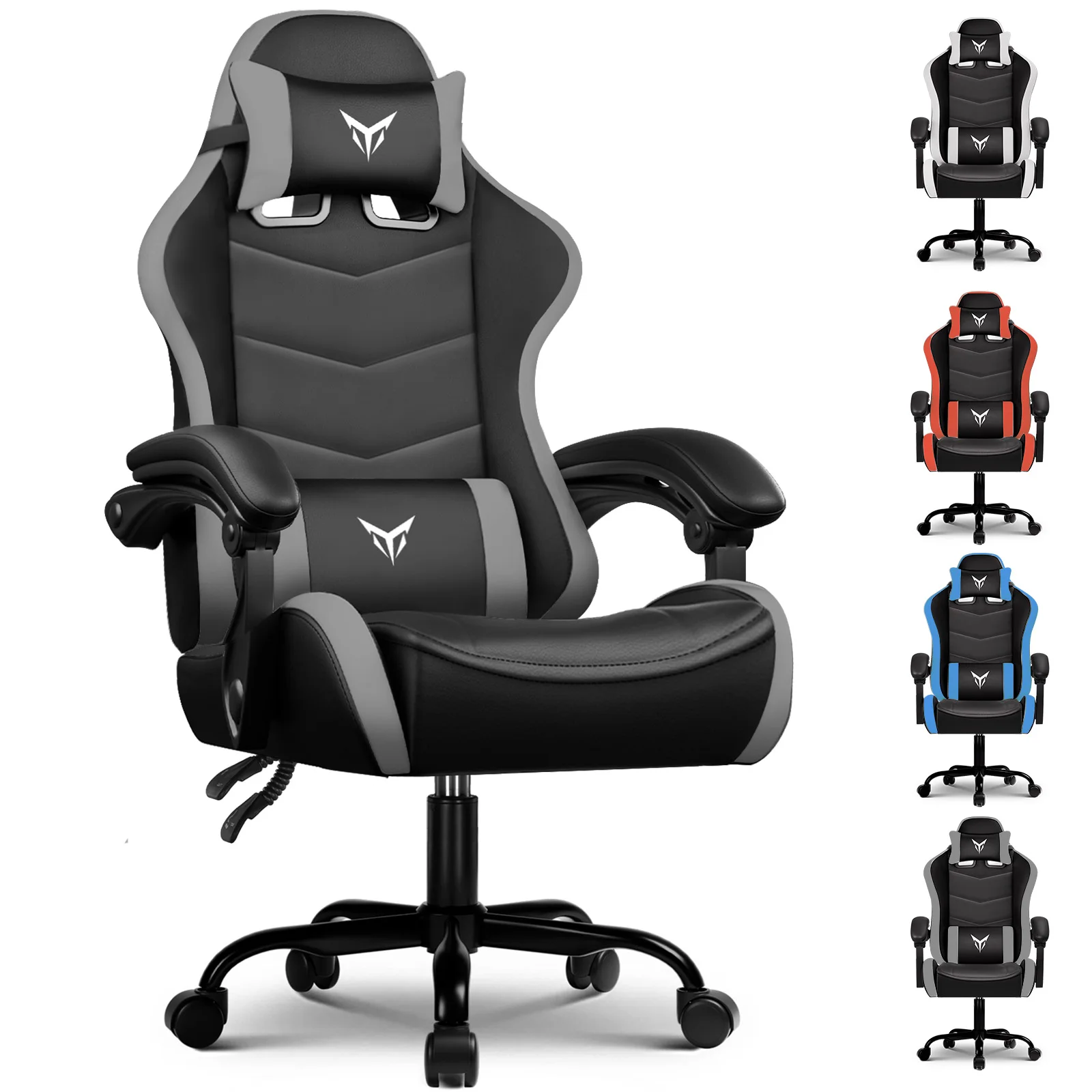 GTPLAYER Gaming Stuhl Bürostuhl Ergonomischer, Gaming Chair mit verstellbare Kopfstütze und Lendenwirbelstütze, Gaming Sessel