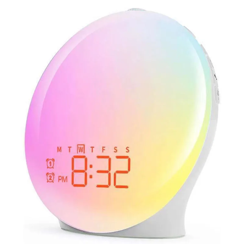 Wake Up Light Sonnenaufgangswecker mit Nachtlicht, FM-Radio, natürliche Geräusche, Schreibtischuhr für schwere Schläfer, Schlafzimmer, Schlafhilfe