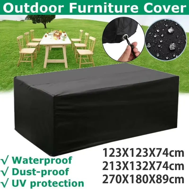 210D Oxford-Stoff-Schutzhülle für Gartentisch, 1-teilige Gartenmöbel-Abdeckung, wasserdicht und winddicht, UV