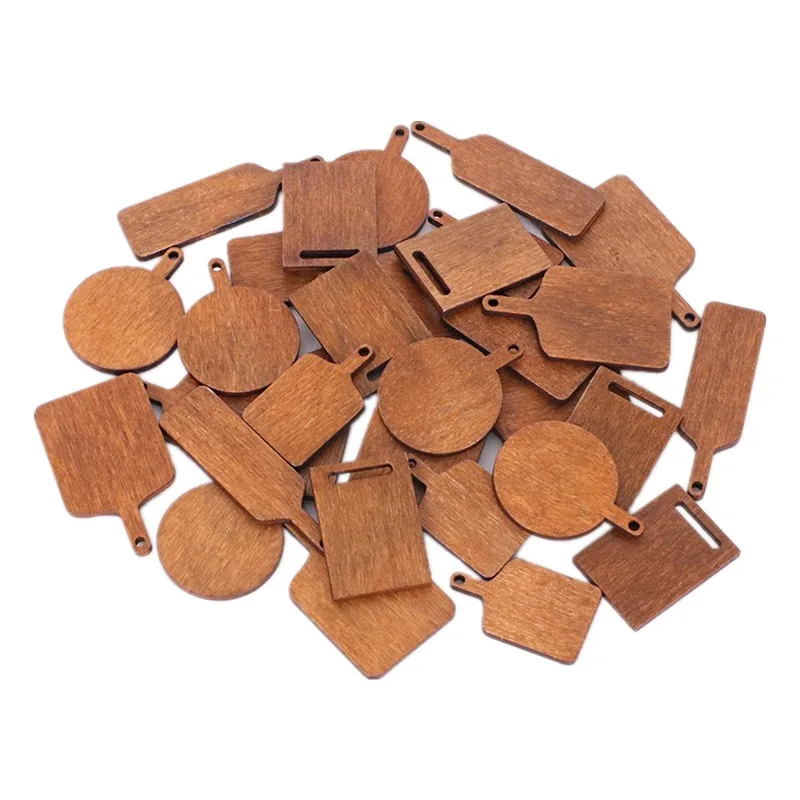 10 teile/los Mini Holz Schneidebrett, Puppenhaus Schneidebrett Griff Holz Paddel für Szene Einstellung von Puppenhaus Küche