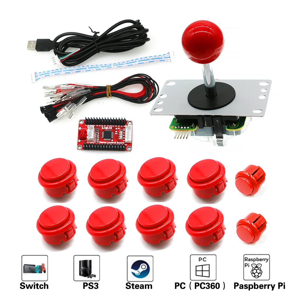 Kopie Sanwa Joystick Neo Geo Arcade-Spiel DIY Kit Himbeer Pi PC360 Android PS3 in 1 USB-Controller Null Verzögerung Board Befehl Image