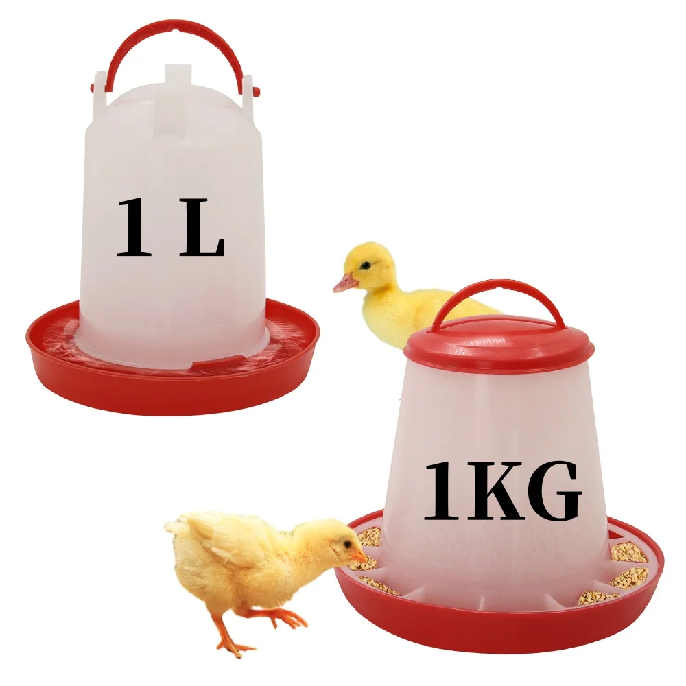 1 kg Geflügel Huhn Feeder und Tränke Wasser Lebensmittel Spender Automatische Vögel Küken Tränke Fütterung Eimer Container Versorgung Image