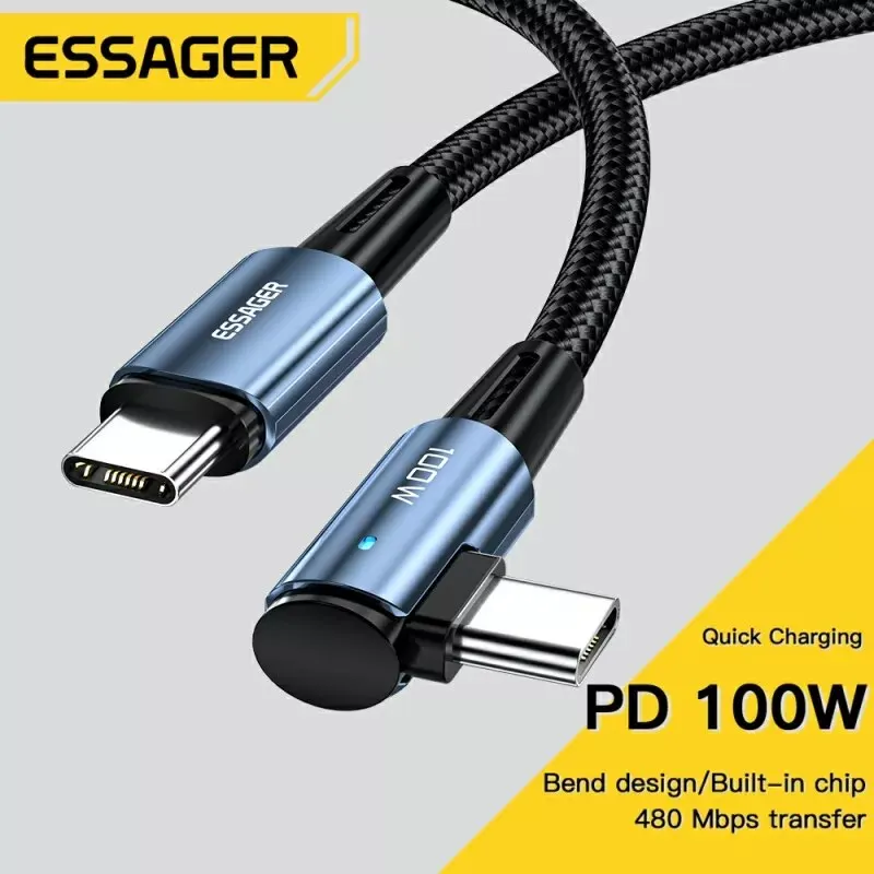 Essager 100w usb typ c zu usb c kabel 90 grad winkel für ipad macbook pro xiaomi samsung huawei schnell ladung typ c datum wir Image