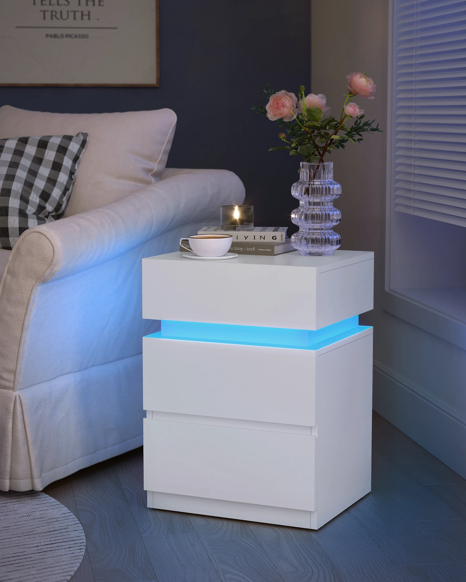VASAGLE Nachttisch (1-St), mit LED-Beleuchtung, einstellbare Farben Image