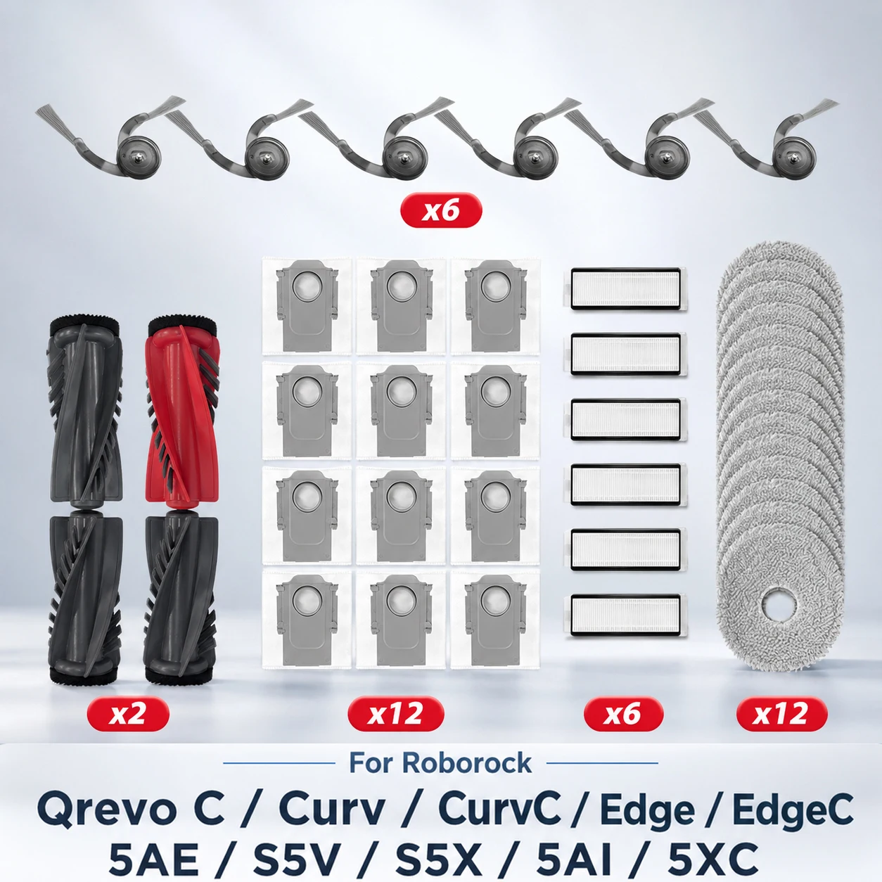 Kompatibel für Roborock Qrevo C/Curv/CurvC/CurvC PRO/Edge/EdgeC/5AE/S5V/S5X/5AI/5XC Hauptseitenbürste HEPA-Filter Mopp Pad Staubbeutel Teile Image
