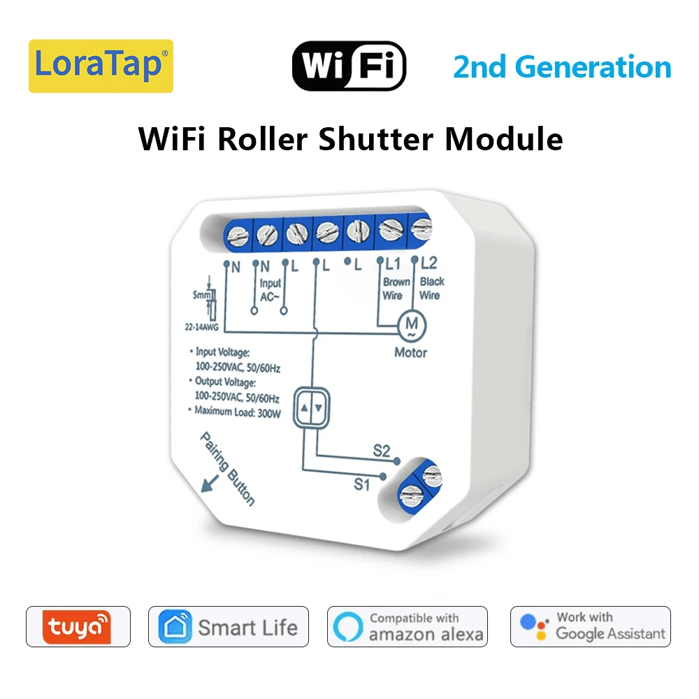 Tuya Smart Life WiFi Vorhänge Schalter Verbunden Rollladen Steuer Jalousien Motor Google Home Alexa Elektrische Fenster LoraTap Image